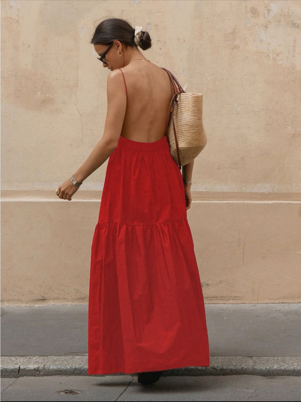 Backless long solid Maxi Dress - Pink - Picture 2 of 3